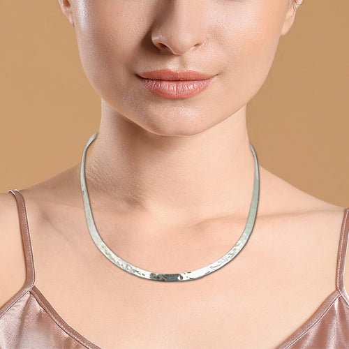 Basic U Silver Hammered Slider/ Chokers