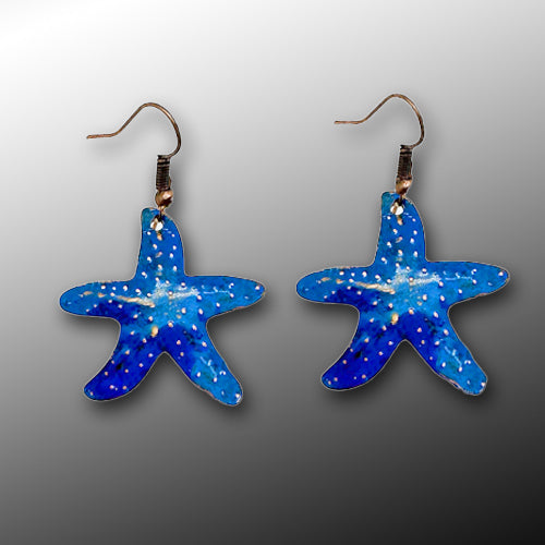 Blue Starfish Copper Earrings