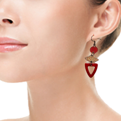 Burgundy copper Dangle Earrings