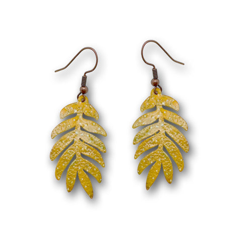 Yellow Copper Patina Dangle Earrings