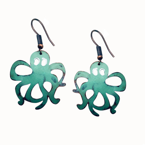 Octopus Copper Earrings-Choose your colors