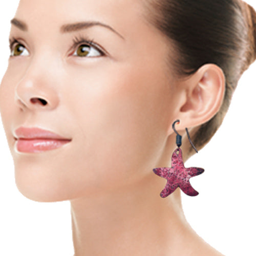 Coral Starfish Copper Earrings