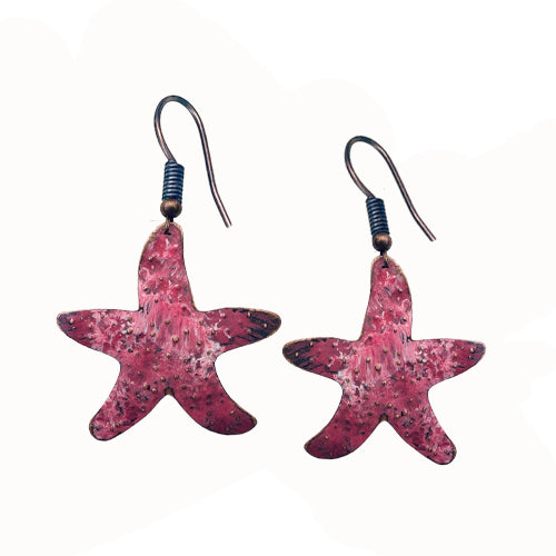 Coral Starfish Copper Earrings