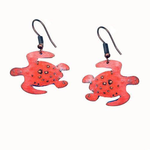 Turtle Copper Earrings-Choose your colors