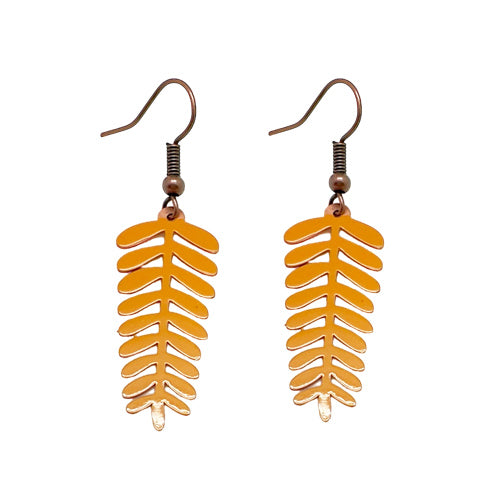 Yellow or RED ENAMEL COPPER LEAF EARRINGS