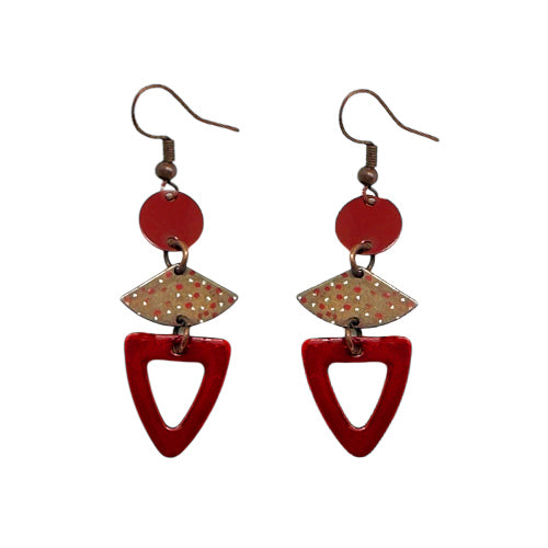 Burgundy copper Dangle Earrings