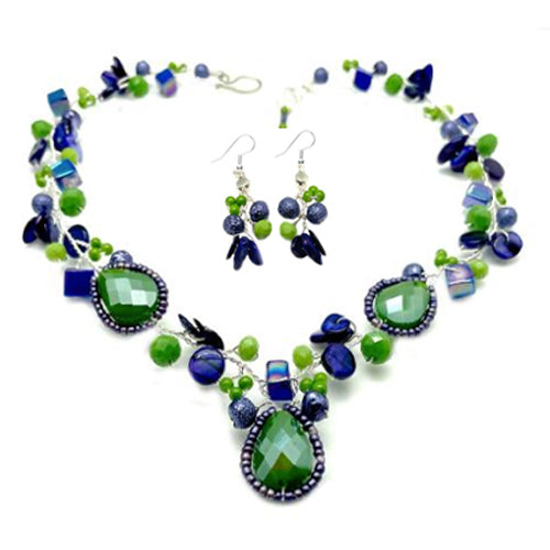 Green Blue Necklace/ matching earrings options