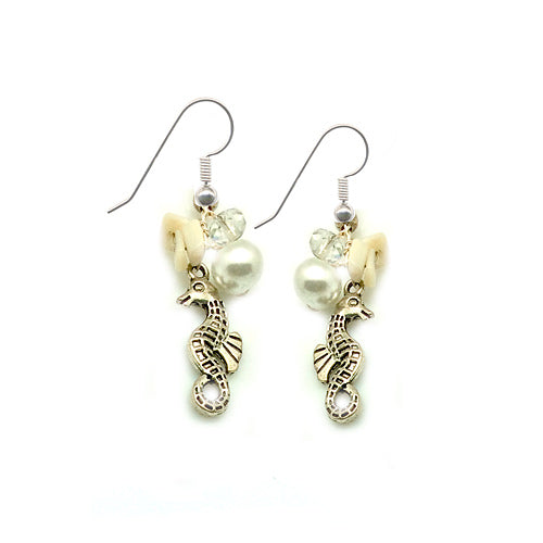 Beach Seahorse and Shell Earrings