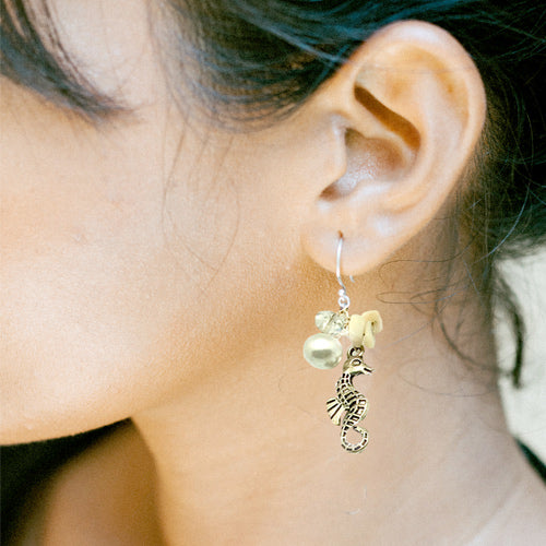 Beach Seahorse and Shell Earrings