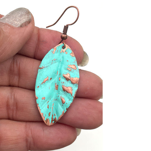 Real Copper Leaf with Amazonite outlet Pendant