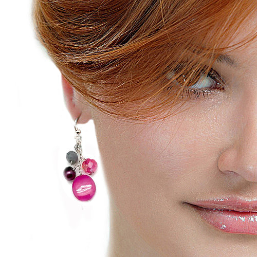 Pink and deals grey earrings