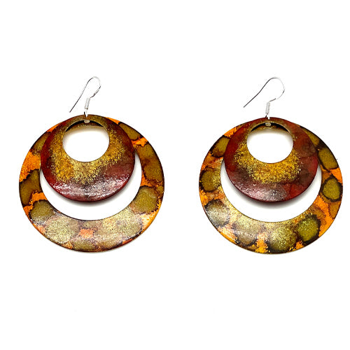 Enamel Paint orange & Burgundy Earrings – Nurit Niskala